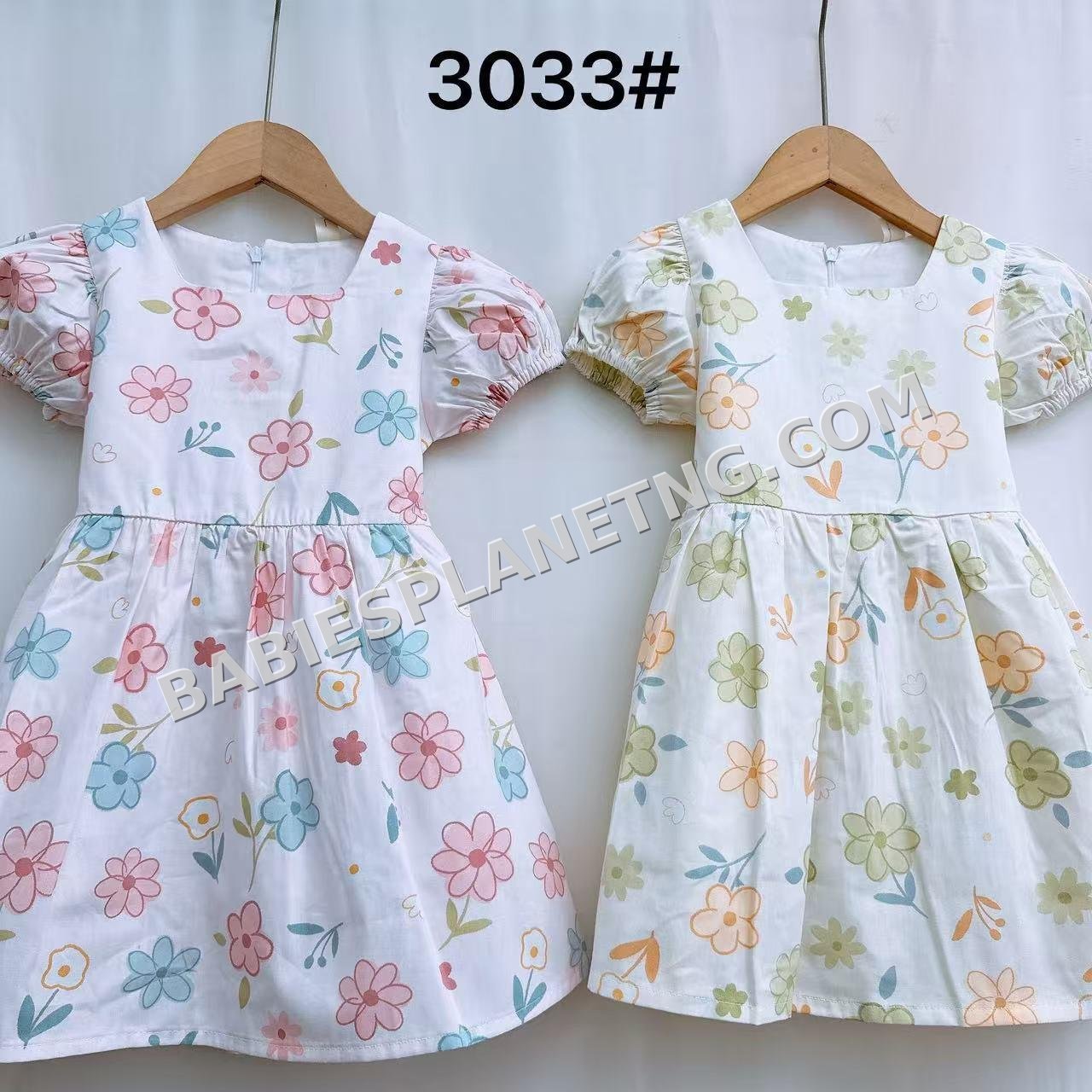 Catpapa kids' girl's puff-sleeve floral dress