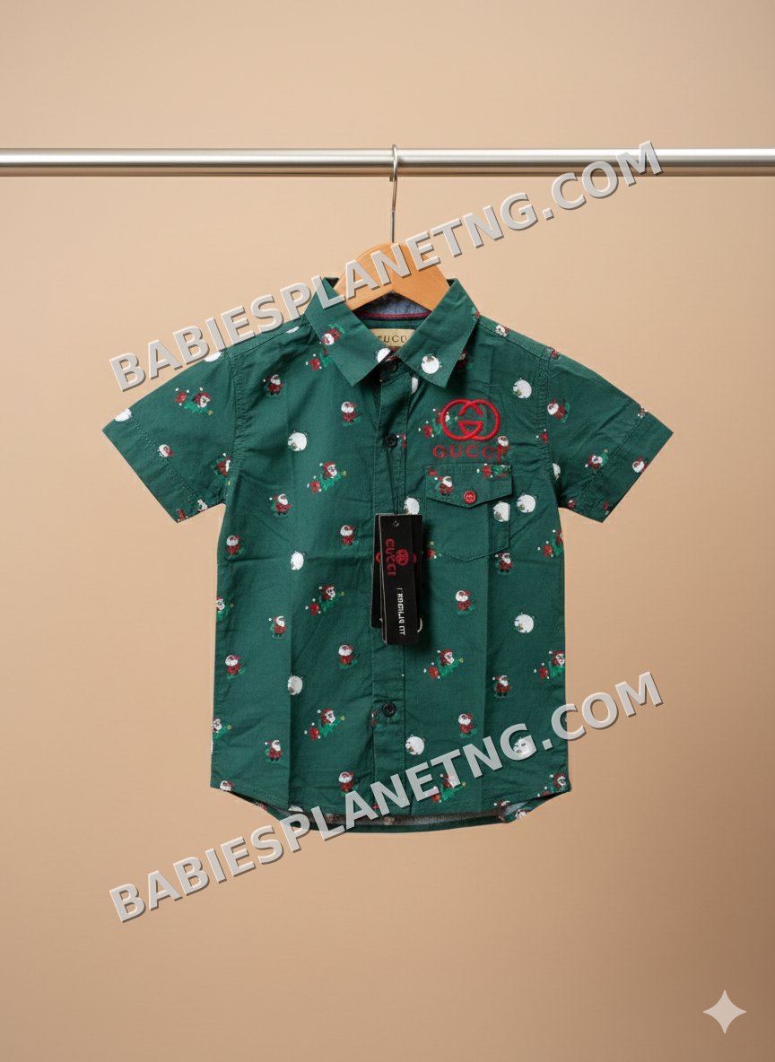 Gucci Button-Front Shirt in green.  002