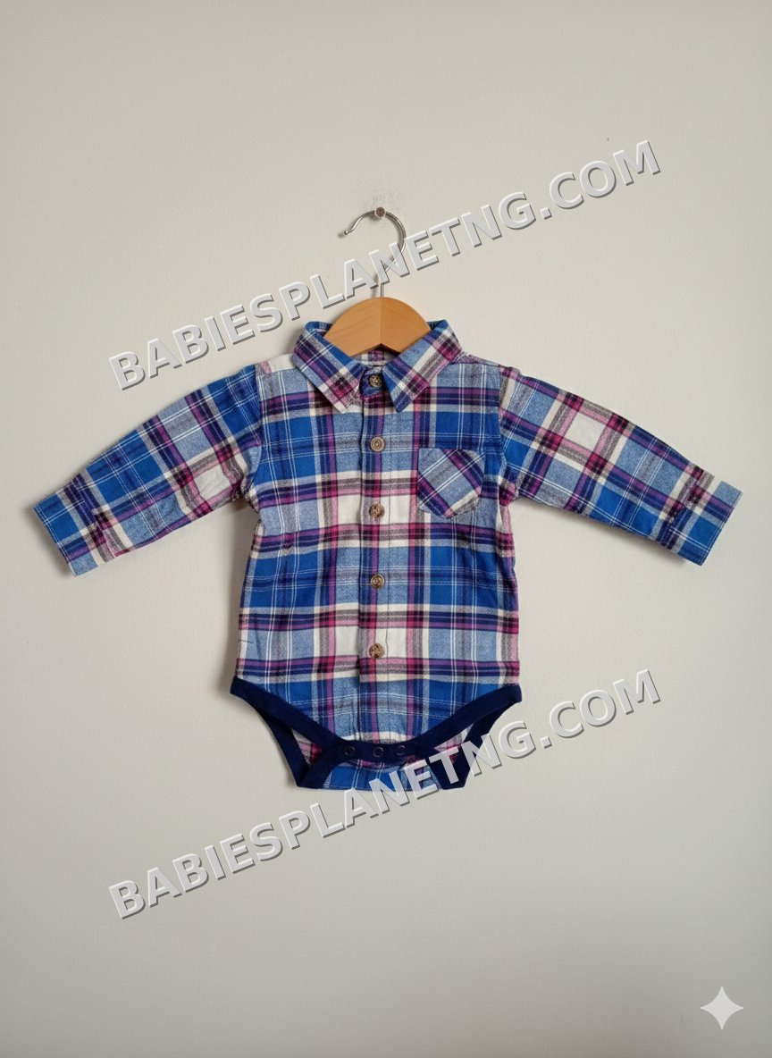 Baby Boy Plaid Button-Front Bodysuit