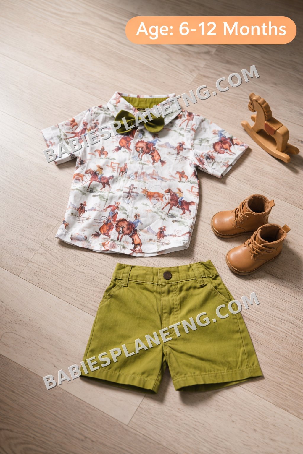 shirt with bow and matching green short