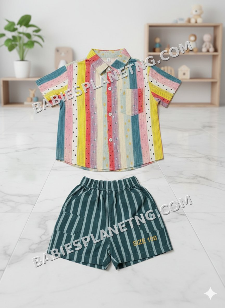 multicolour stripe shirt and short
